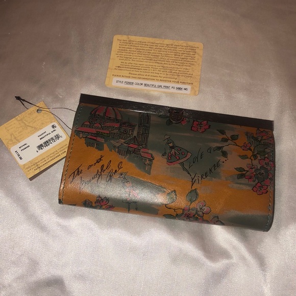 Patricia Nash Cauchy Leather Wallet Beautiful Girl Print NWT & Registration Card - Picture 2 of 16